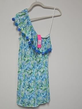Lilly Pulitzer Blue, Aqua & Lime Printed Romper